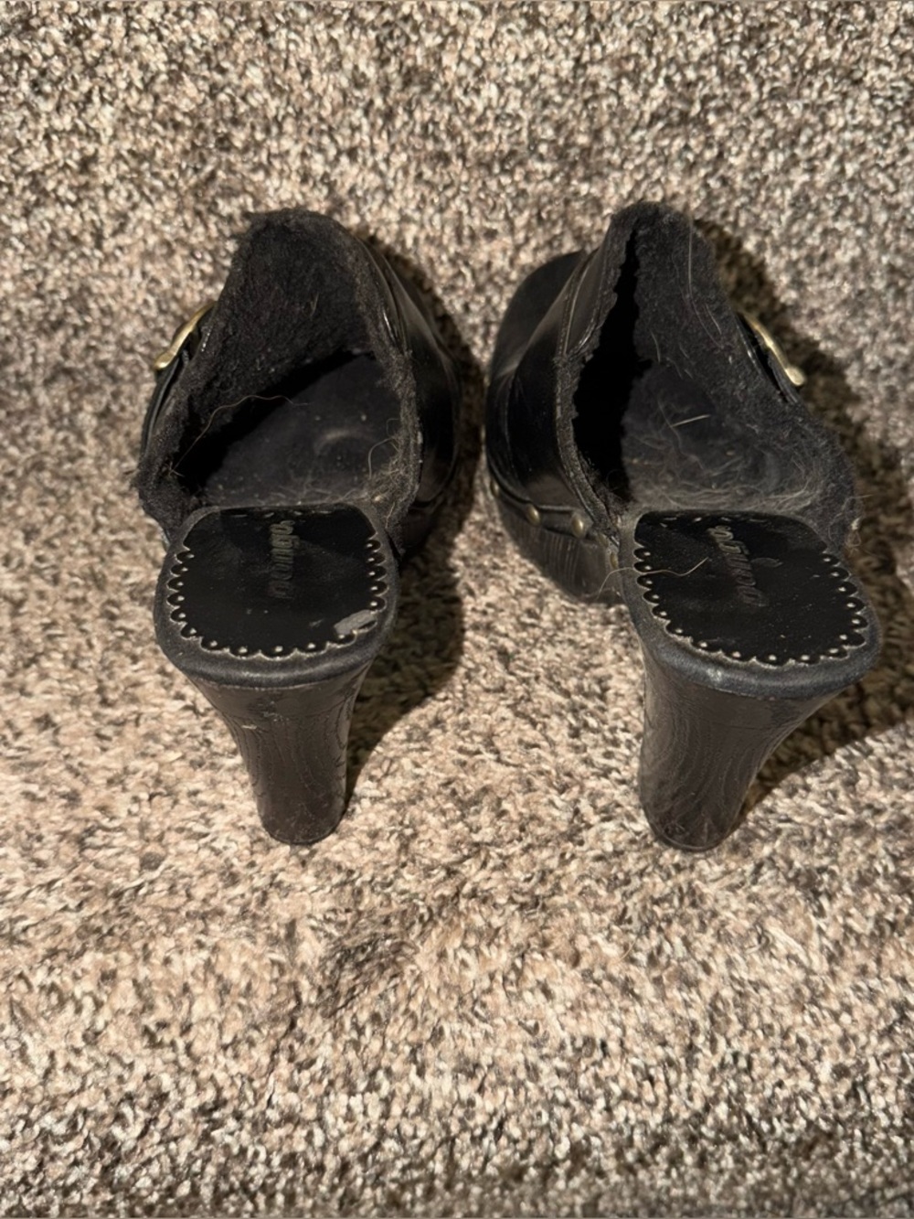 VTG Bongo Women’s Boho Buckle Studded Black Clogs Wedge Heel Size 6 1/2 90s Y2K - Picture 3 of 5